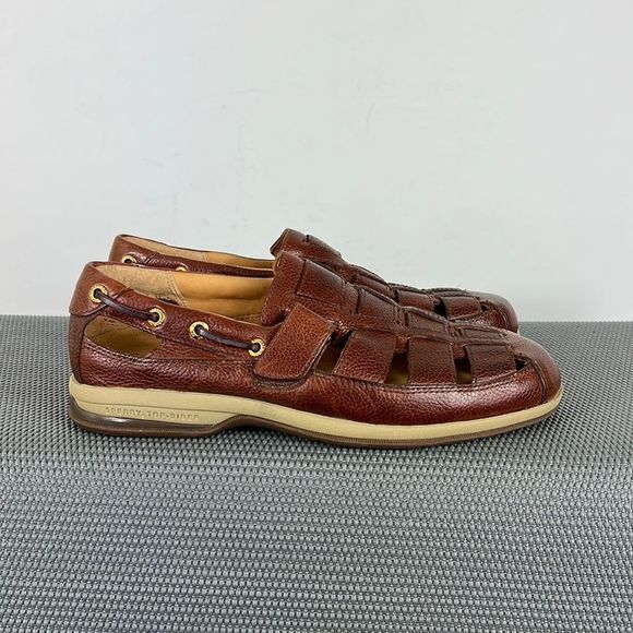 Sperry Other - New Sperry gold cup brown leather minimalist fisherman sandals us mens size 8.5